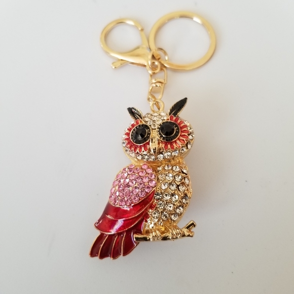 Keychain Jeweled Sparkly Owl Elephant Bear Bling - Picture 2 of 10